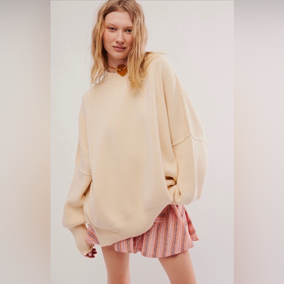 Free People Easy Street Tunic Sweater Cream XS NWT - Picture 3 of 6